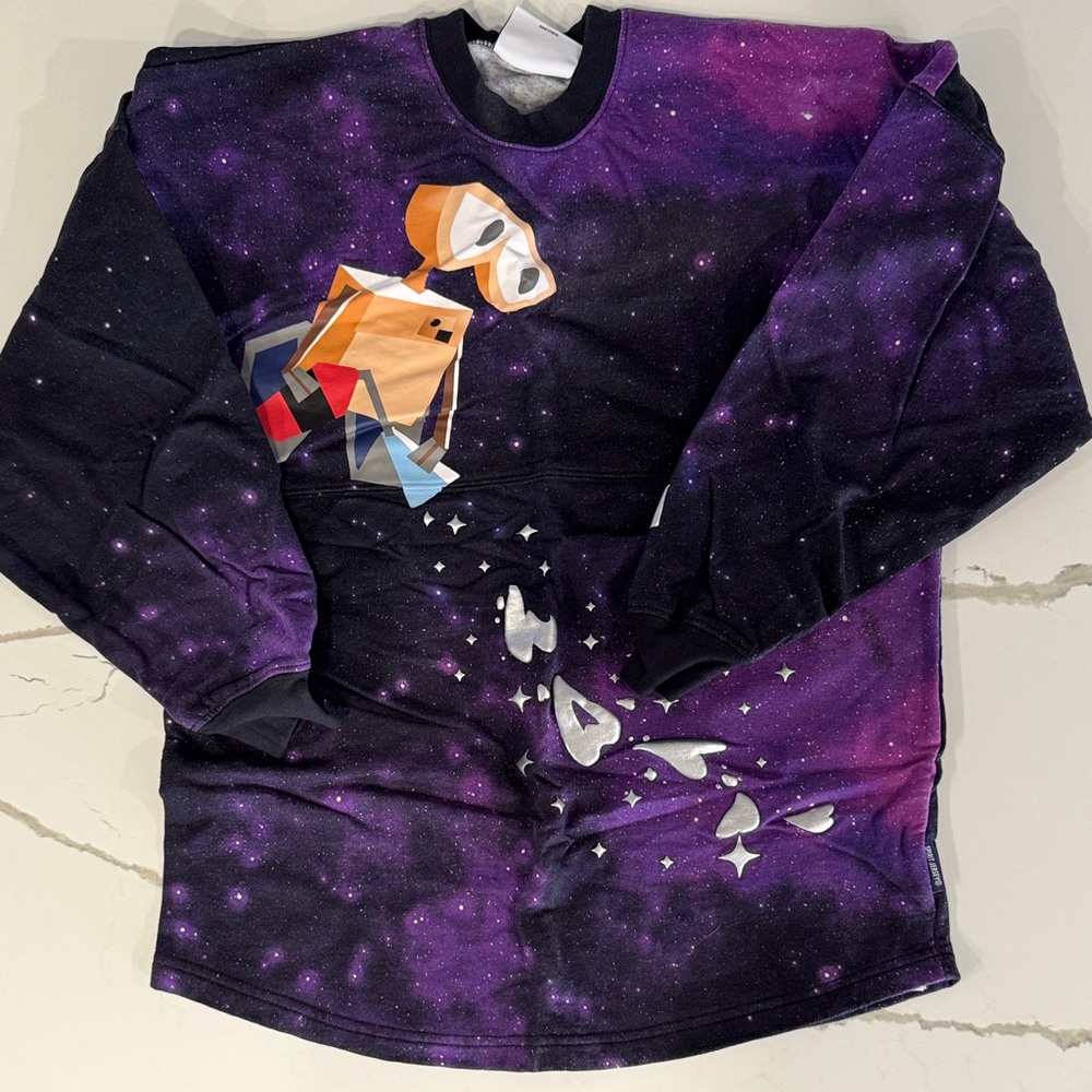 Disney’s Wall-E Unisex Adult Purple Galaxy Long Sleeve Spirit Jersey XS